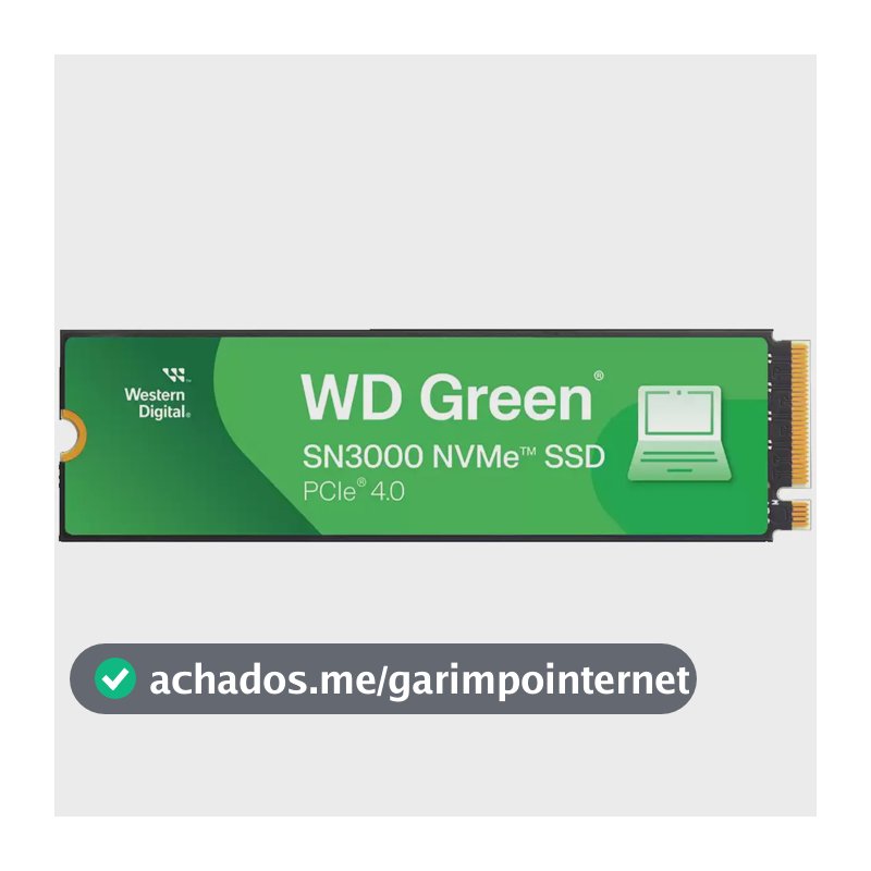 SSD 1TB M.2 NVMe PCIe 4.0 Western Digital Sn3000 Velocidade de Leitura e Gravação 5000/4200 MB/s WDS100T4G0E-00CPS0