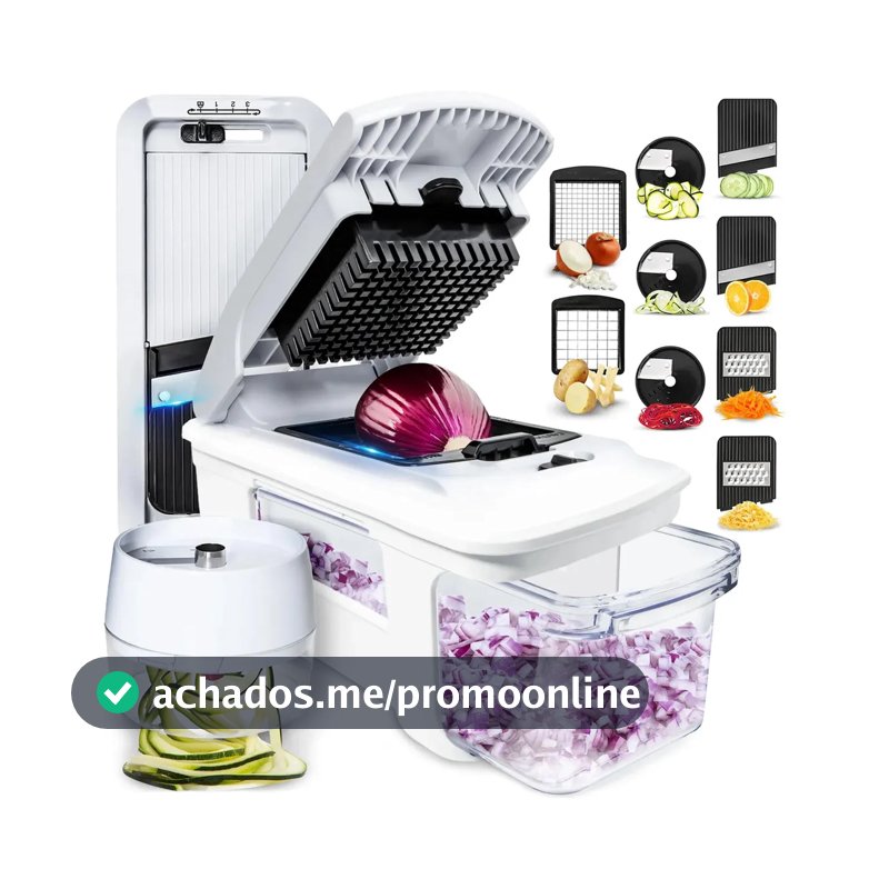 Cortador de Legumes ChefOlla TF1102G-7 Manual com 6 Lâminas e Recipiente de 1,5 L