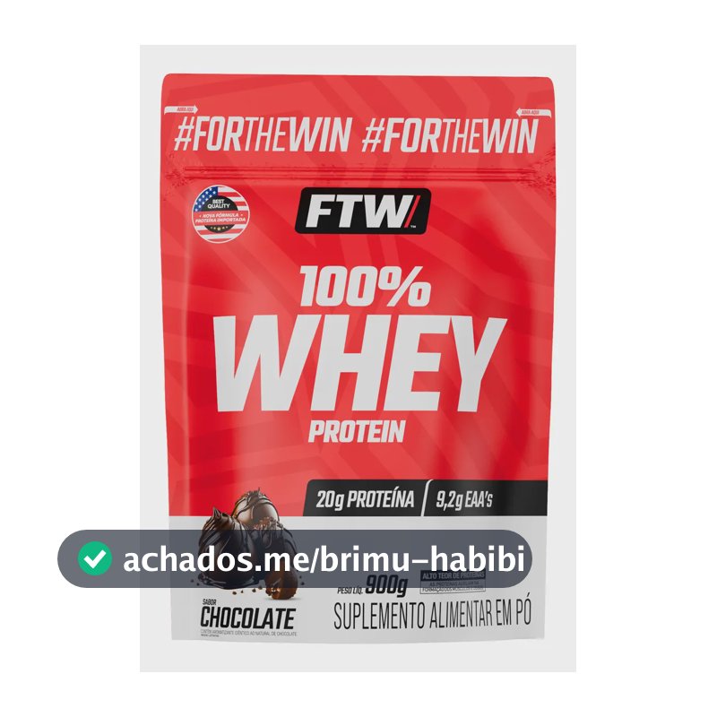 Whey Protein 100% Concentrado 900g Refil Sabor Chocolate - FTW