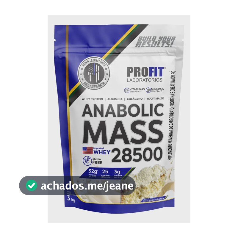 Proteína ProFit Laboratórios Hipercaloricos Anabolic Mass 28500 em pó sabor Leite ninõ x 3kg