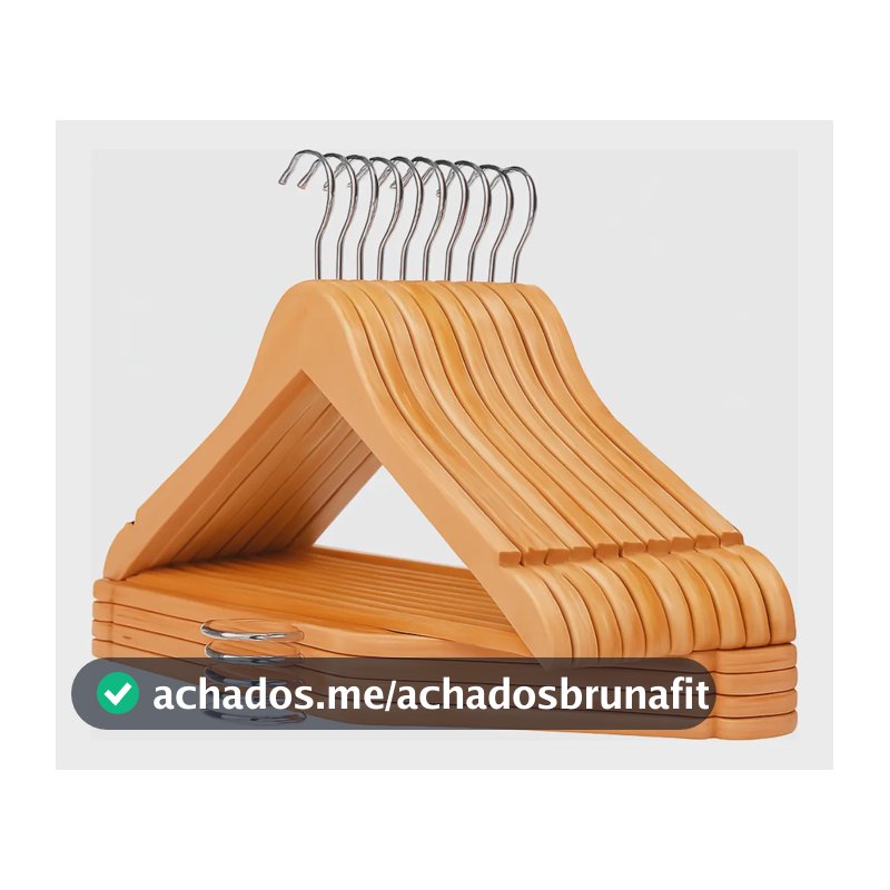 Kit 10 Cabide De Madeira Marfin Organizador Roupas Closet Marfin