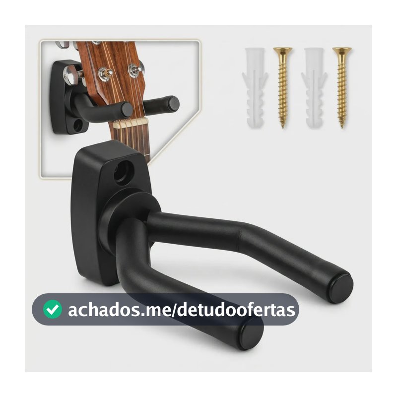 Suporte De Parede Para Instrumento De Corda Violão Guitarra Violino Baixo Ukulele Acolchoado Seguro Robusto Com Parafusos Organização
