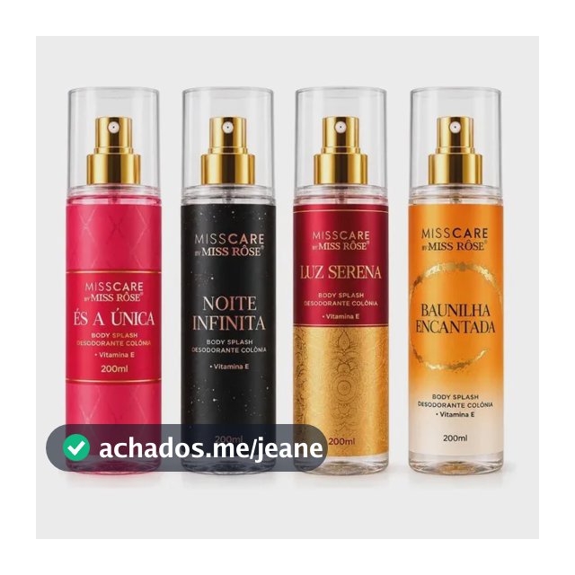 Kit 4 Body Splash Feminino Miss Care Colônia Pós Banho 200ml