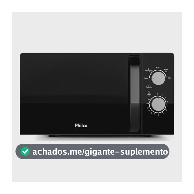 Micro-ondas Philco 20L Preto Painel Mecânico PMO23M