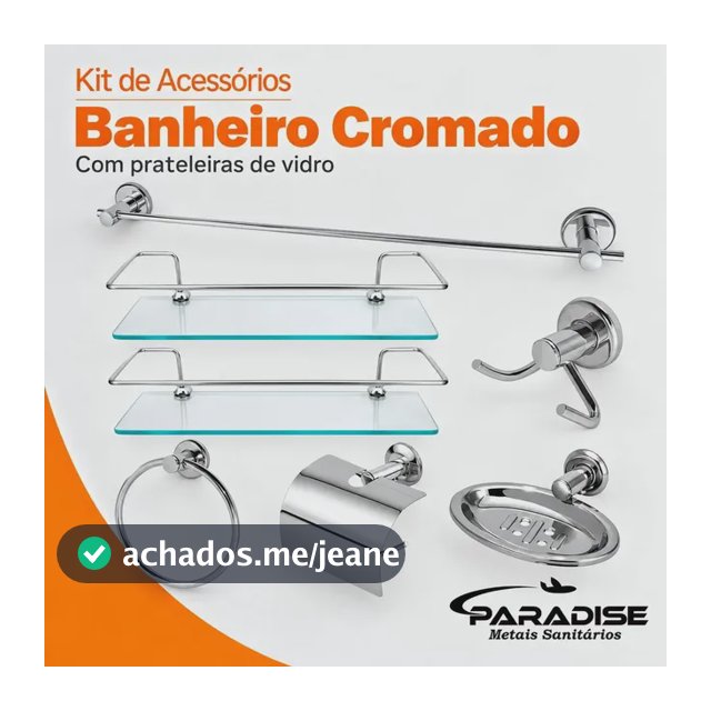 Kit Acessórios Banheiro Inox Lavabo Conjunto Com 2 Porta Shampoo