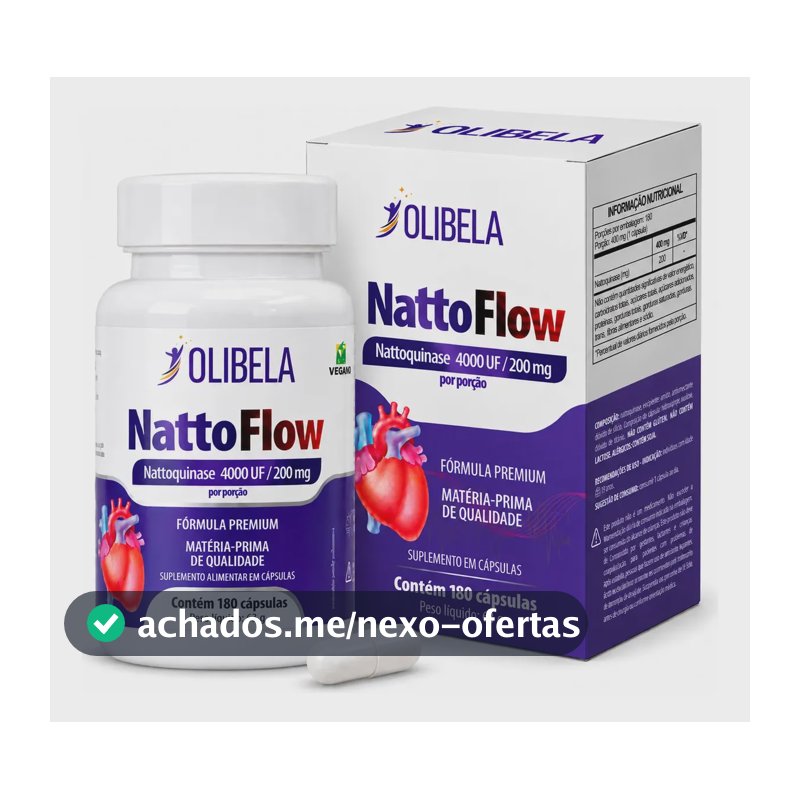 Nattokinase 4000UF 180 Cápsulas | Natoquinase Sistema Cardiovascular e Circulatório (Botes Podem Variar) Olibela Suplementos