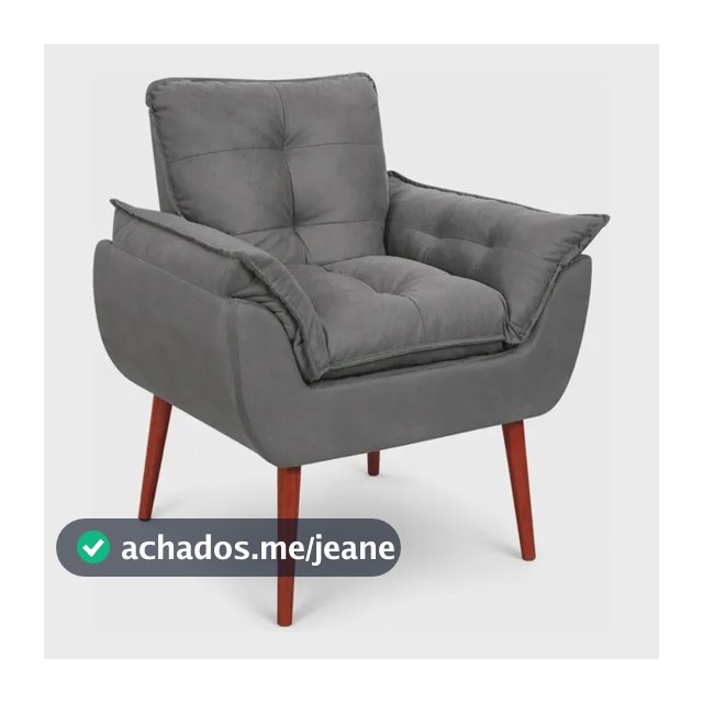 Poltrona Decorativa Para Sala Quarto Recepção Opala Cinza-escuro
