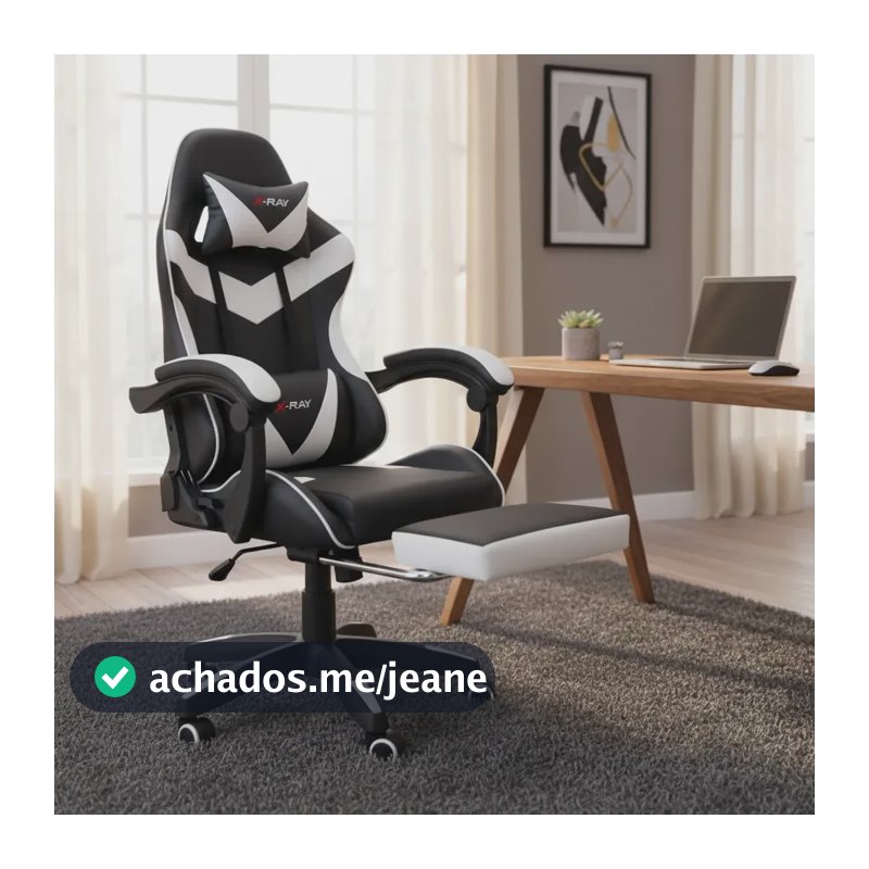 Cadeira Gamer Ergonômica Profissional Reclinável X-ray Cor Branco Material Do Estofamento Couro Sintético
