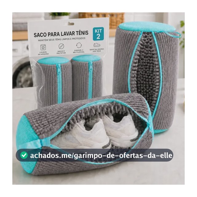 Kit 2 Sacos Para Lavar Tênis E Sapatos Em Máquina De Lavar – Saco Telado Anti-Impacto Com Fechamento Em Zíper