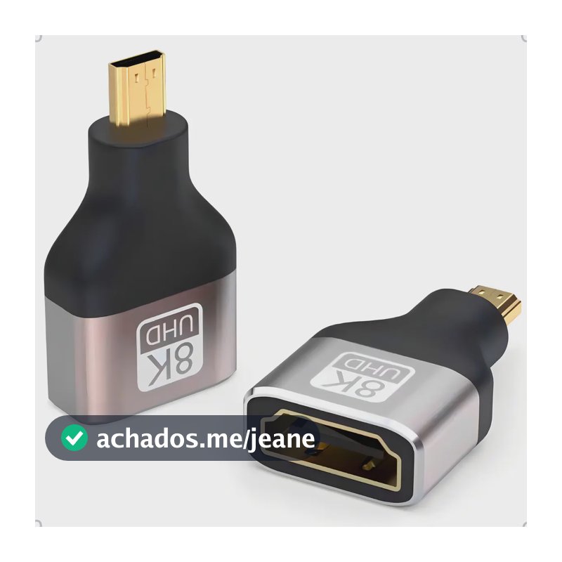 Adaptador HDMI para Micro HDMI 8K UHD 2.1 48Gbps Preto