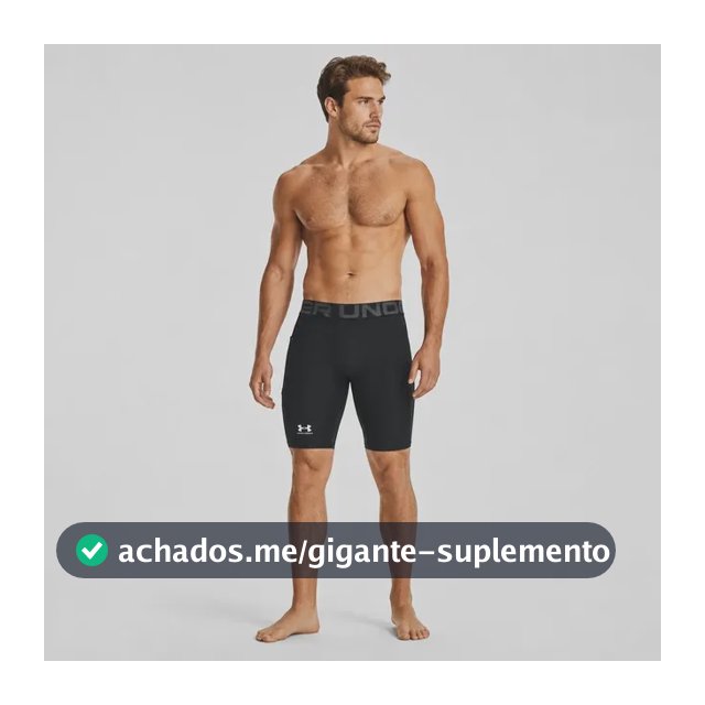 Shorts Under Armour Heatgear Pocket Long Masculino Preto E Branco Liso G