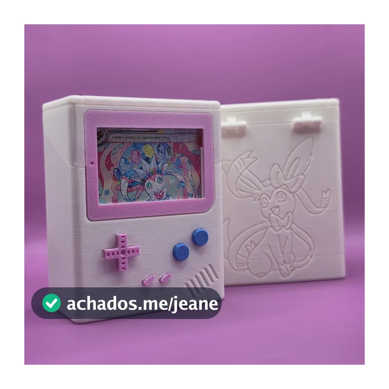 Deck Box Pokémon Tcg  Estilo Game Boy Personalizável  Para 6 Branco Com Detalhes Rosa E Azul Sylveon