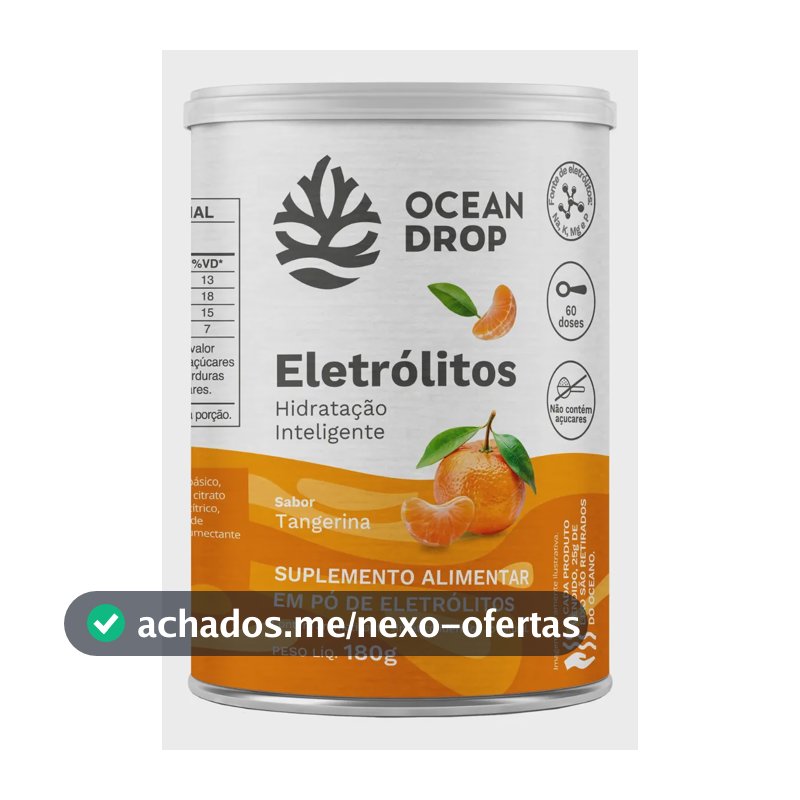 Eletrólitos Ocean Drop Sódio Potássio Fósforo Magnésio Eletrolitos 180g Sabor Tangerina