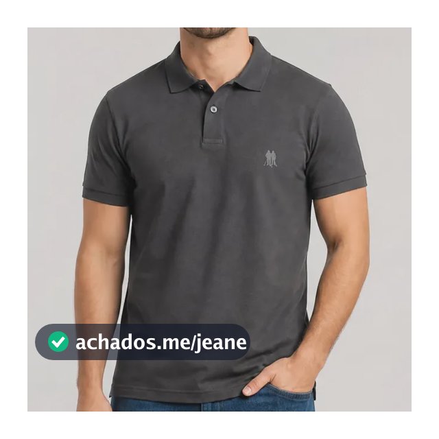 Polo Piquet Com Botão Lisa Polo Wear Cinza Escuro