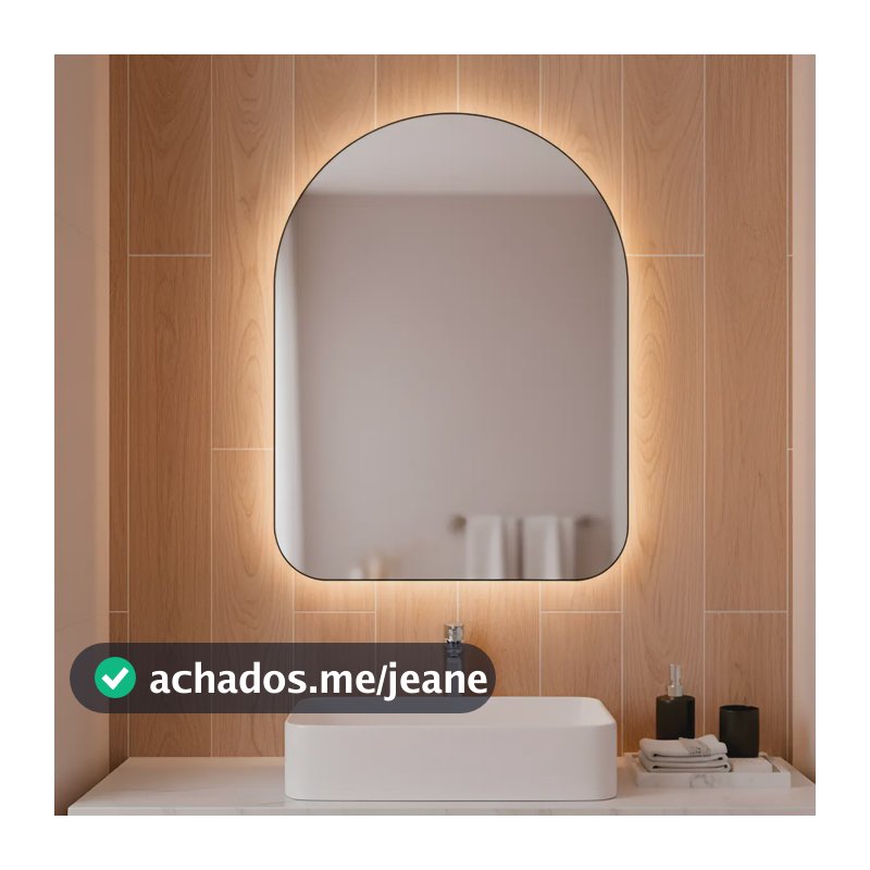 Espelho Orgânico Capela Led 44x64 Para Sala Quarto Banheiro Moldura Capela Led Quente
