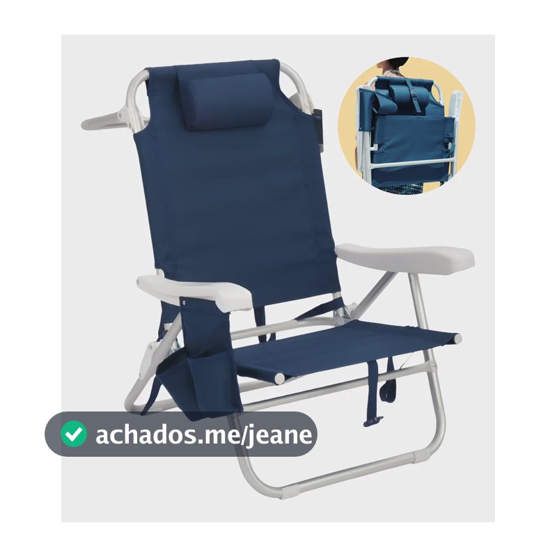 Cadeira de Praia Reclinável Nau em Alumínio Azul 136kg 5 Posições