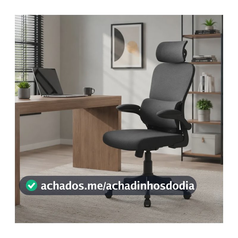 Cadeira De Escritório Estofada Ergonômica Lombar E Cervical Preto Mash