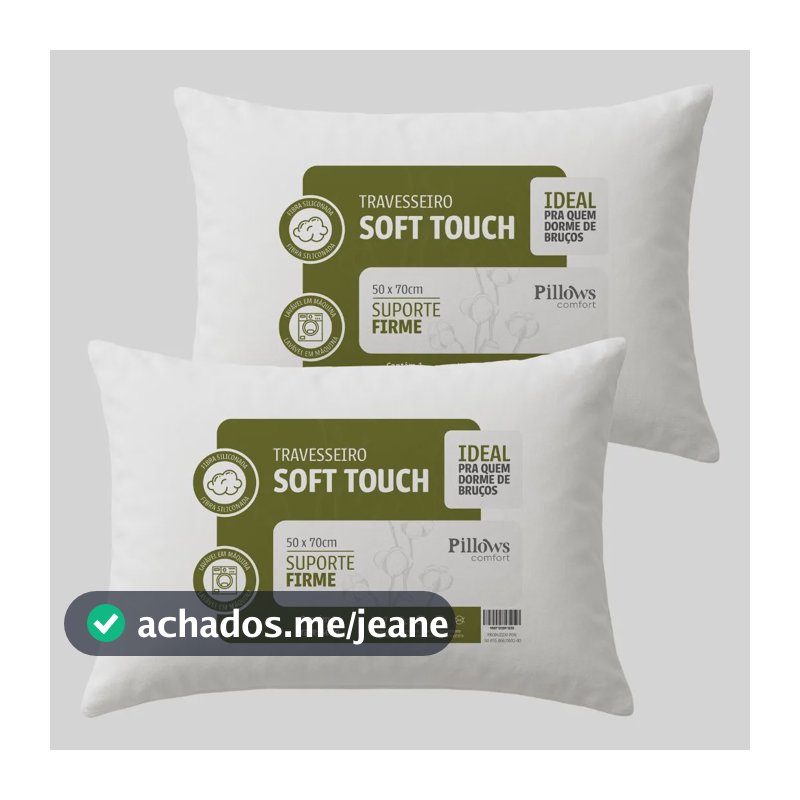 Kit 2 Travesseiros Antialérgico Soft Coton 50x70cm Branco