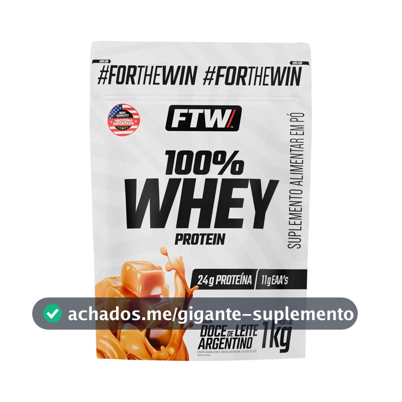 Whey Protein 100% Concentrado Refil 1kg Sabor Doce De Leite Argentino - FTW