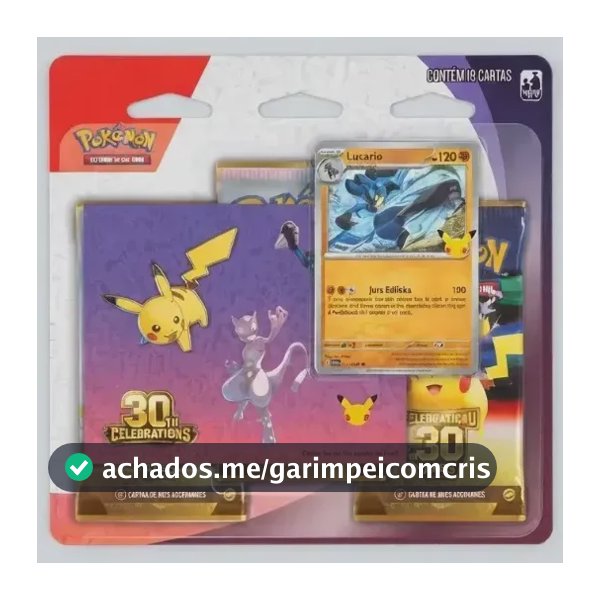 Pokemon 30 Anos Blister Triplo 19 Cartas Com Adesivo Pokémon 30 Anos Português