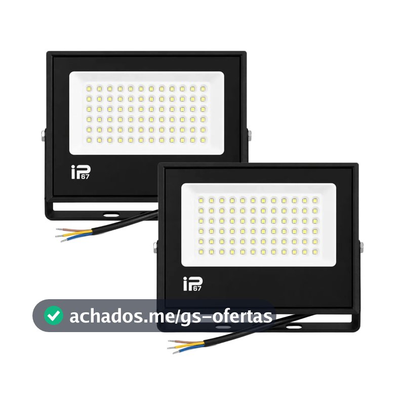 Kit 2 Refletores Super Led Holofote 500w Econômico Resistente Para Fachadas E Jardins Branco Frio Bivolt