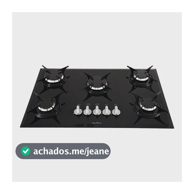 Cooktop Britânia BCT5P 5 Bocas a Gás Preto de Embutir Bivolt