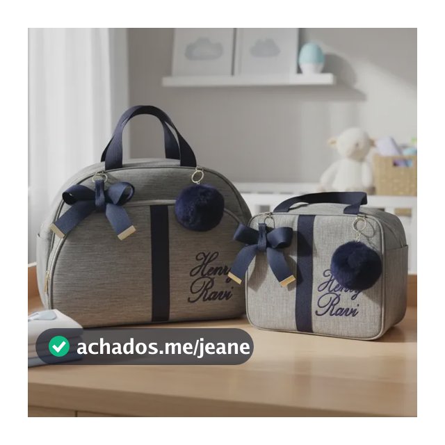 Bolsas  Maternidade Média E Pequena Personalizada Com Nome Cinza Com Marinho
