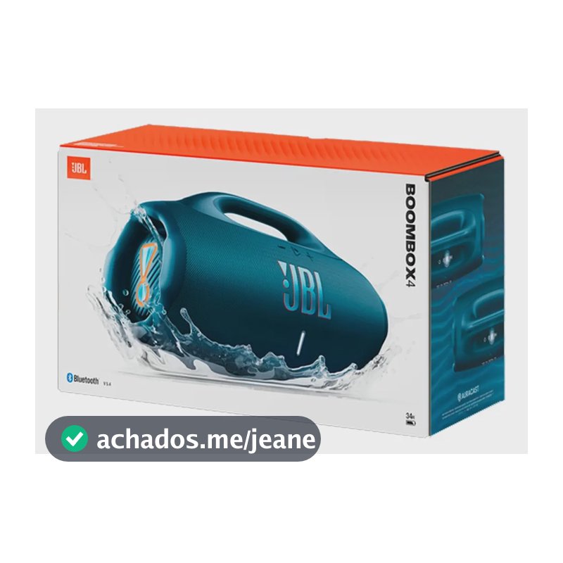 Caixa De Som Bluetooth Boombox 4 Jbl 210w Prova D'água Azul