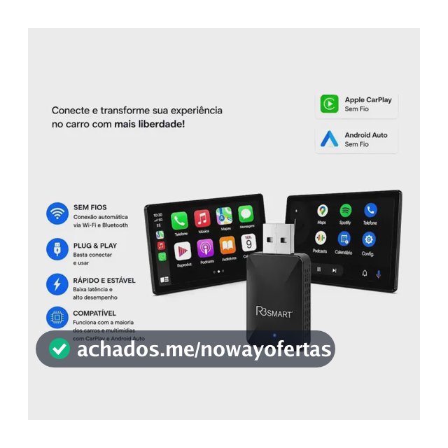 Adaptador Carplay Sem Fio Car Play Android Auto 2 Em 1 Usb Wireless Automático Plug & Play conexão rápida