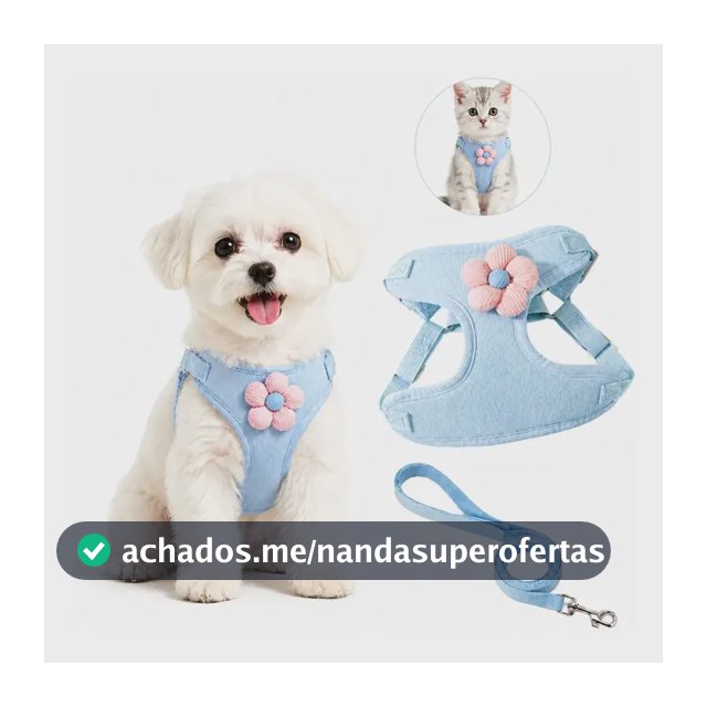 Coleira Peitoral Ajustavel Para Cachorro Tamanho + Guia P/m