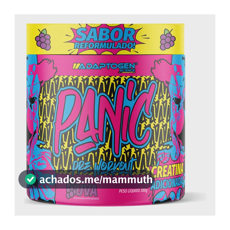 Suplemento Em Pó Adaptogen Science Panic Pré Treino com creatina Pote 300g Sabor Uva