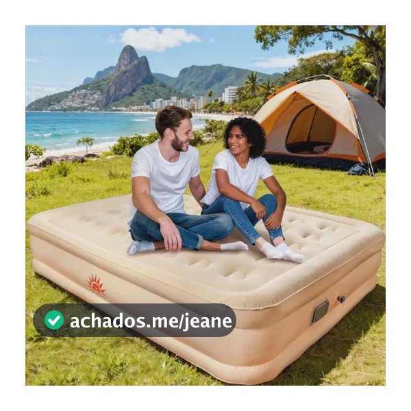 Colchão Inflável Automático New Hawaii Queen Duplo Com 2 Travesseiro Inflável 200x150x44cm
