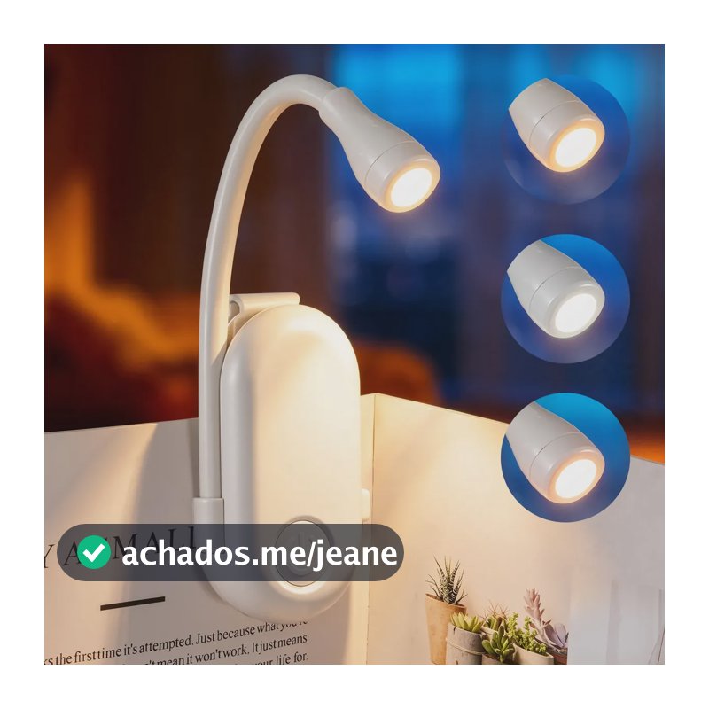 Luminaria LED Para Leitura Recarregavel USB Clip Sem Fio Lampada LED Luz De LED Recarregavel Bateria Duravel Branco Frio Luminarias De Mesa