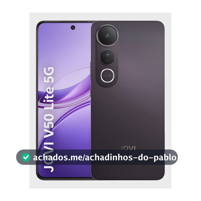 Smartphone JOVI V50 Lite 5G 256GB 8GB RAM Câmera 50MP AMOLED 6.77" 6500mAh 90W Android 15 - Preto Eclipse