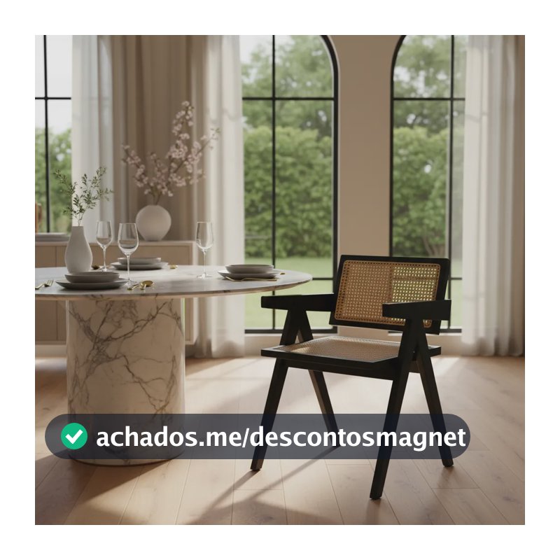 Cadeira De Jantar Rattan Natural E Bambu Com Detalhe Preto Arabesco Preto Cáqui