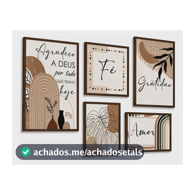 Kit 5 Quadros Decorativos Mdf Frases Fé Gratidão Sala Grande