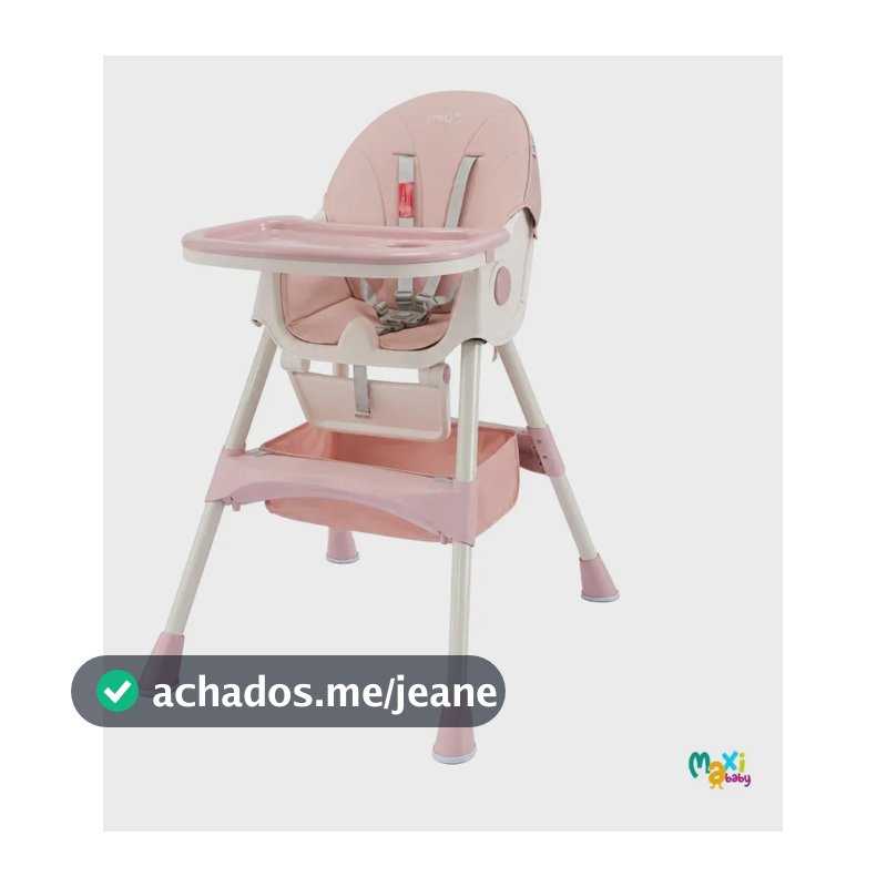 Cadeira Alimentação Infantil Portátil 2 em 1 Reclinável 3 Posições Bandeja Dupla Cherry Maxi Baby - Rosa