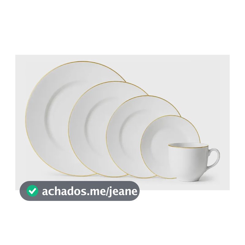 Aparelho de Jantar Catarina Borda Dourada 20 Peças Hauskraft
