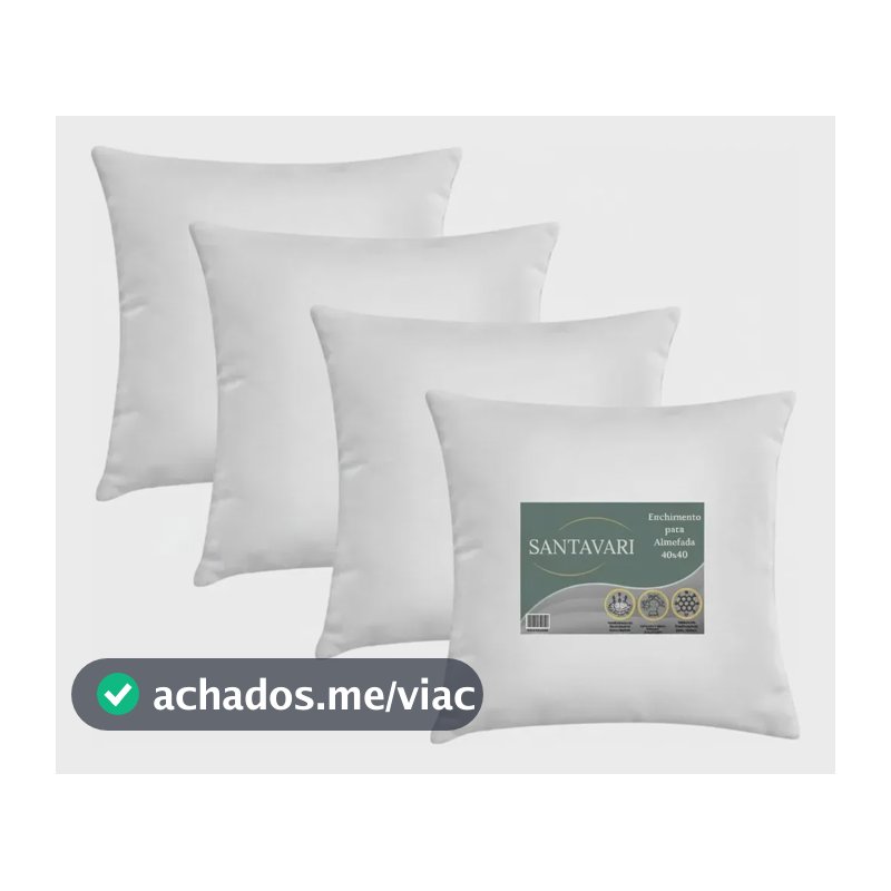 Kit 4 Enchimento Almofada 40x40 Refil 100% Fibra Siliconada Branco Liso