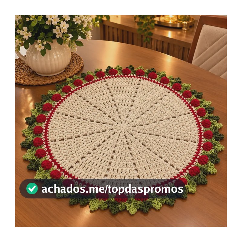Toalha De Mesa Crochê Tulipas Vermelho Vermelho Morango