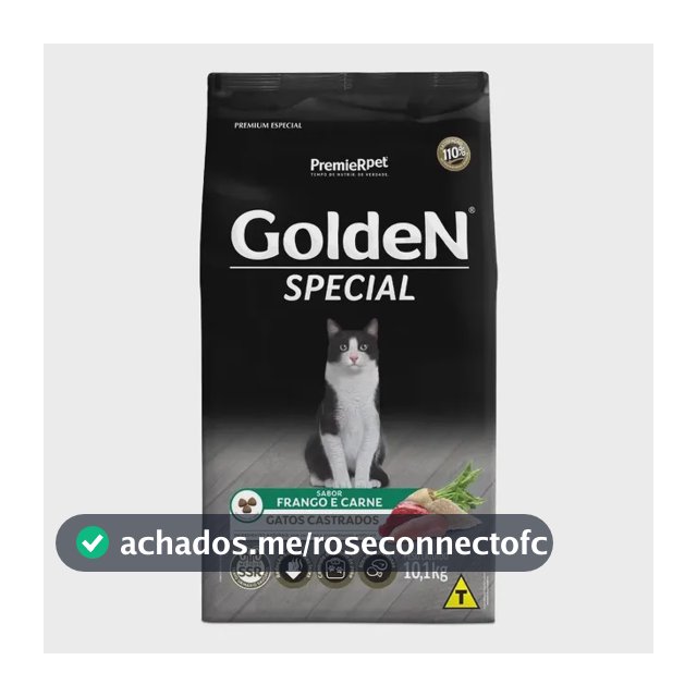 Racao Golden Gatos Special Castrados Sabor Frango E Carne 10.1 Kg