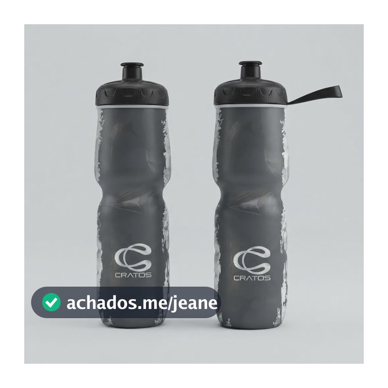 Kit 2 Garrafas Squeeze Caramanhola Térmica Cratos 710ml Bike Cinza Chumbo - Cinza Chumbo