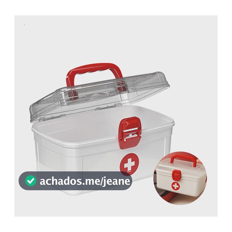 Maleta de Medicamentos 2,8 L Nitron Ideal Primeiros Socorros Com Alça Resistente Compartimentos Internos Armazenar Remédio Curativos
