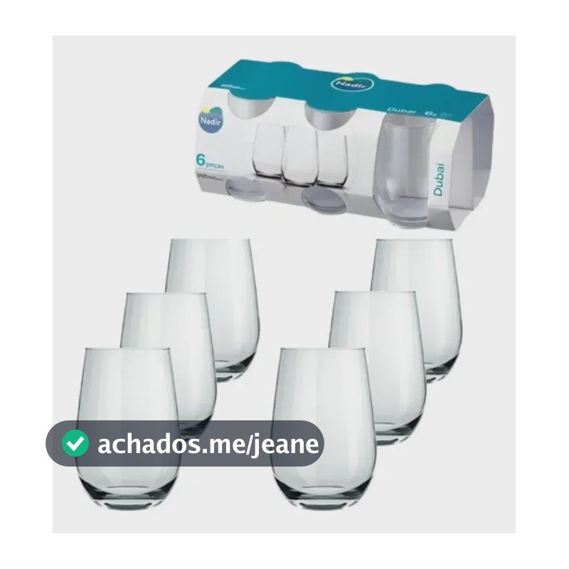 Kit 6 Copos De Vidro 480ml Nadir Figueiredo Dubai Long Drink