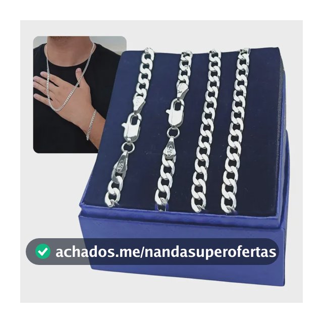 Kit Conjunto Corrente + Pulseira Prata 925 Grumet 5mm Italy Prateado