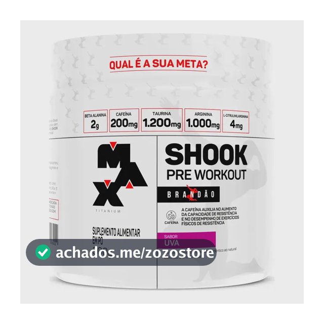 Pré-workout Shook Linha Rafael Brandão Pote 300g Pré-treino Sabor Uva