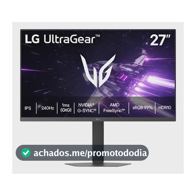 LG UltraGear Monitor Gamer 27" IPS 240Hz 1ms (GtG) Full HD (1920x1080) sRGB 99% HDMI 2.0 NVIDIA G-SYNC AMD FreeSync Premium, Preto - 27G440A