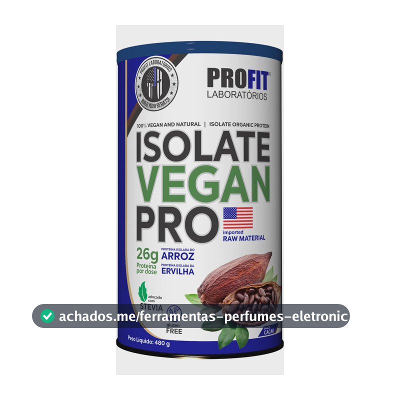 Isolate Vegan Pro 480g Zero Lactose Profit Laboratórios Sabor Chocolate