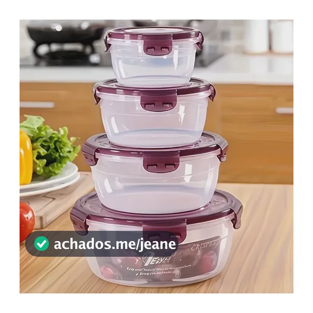 Kit 4 Potes Herméticos Redondos Para Armazenamento De Alimen Purple