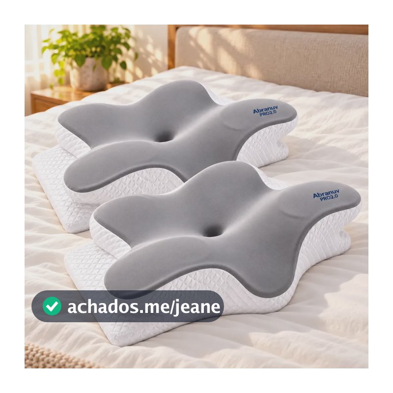 Kit 2 Travesseiros Abranuv Cervicais Espuma Visco Sono Branco